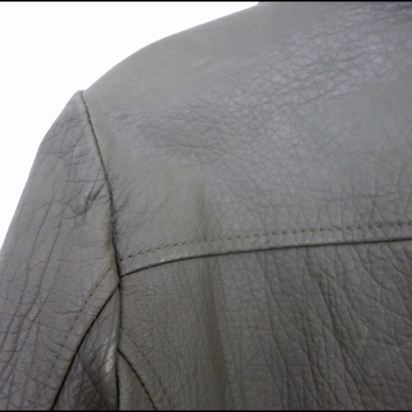 NWT Size S BCBG Green Pebbled Heavy Leather Motorcycle Jacket - Picture 7 of 8